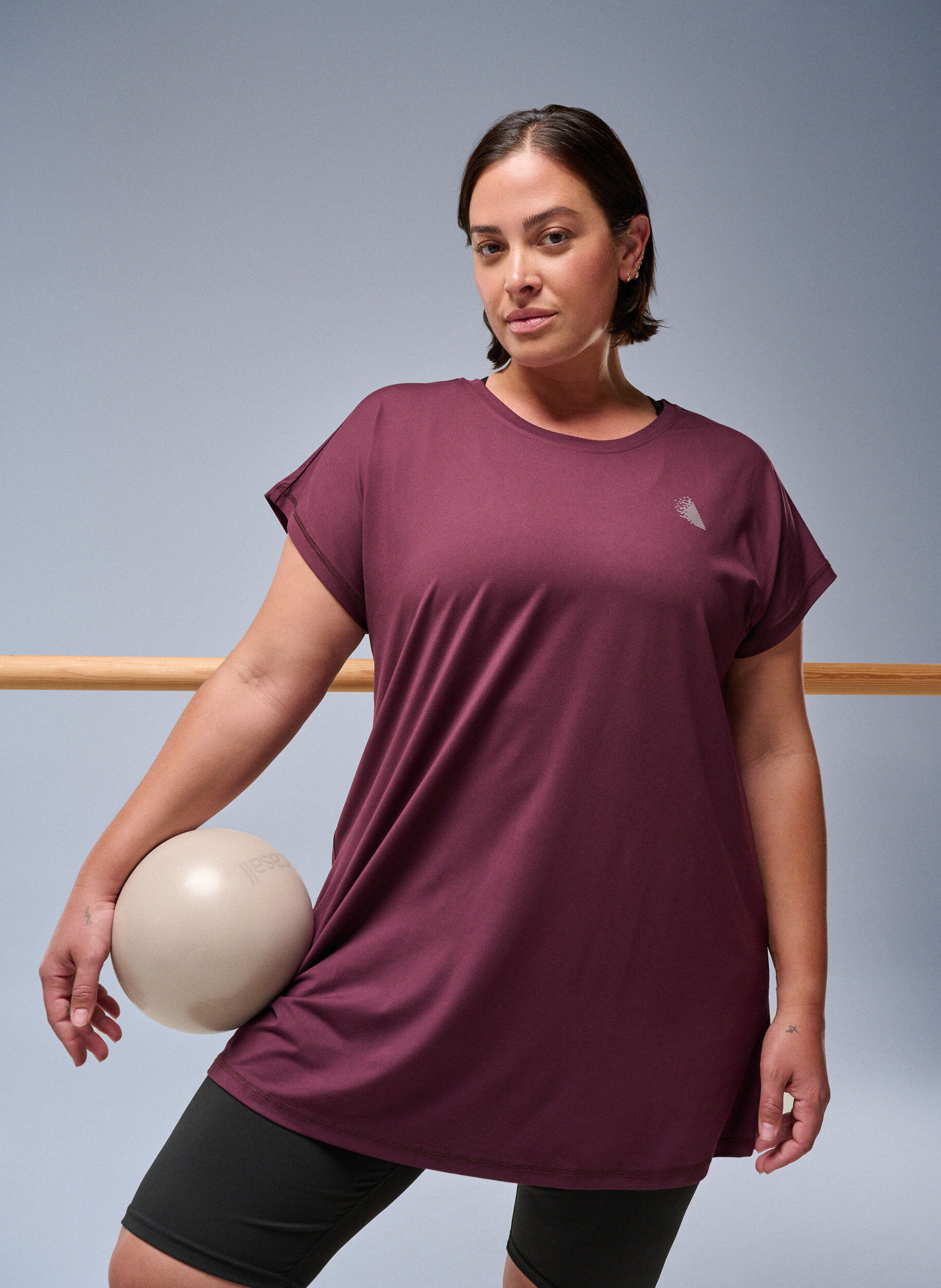 Zizzi T-shirt long d'entra&icirc;nement, Bordeaux, Image image number 0