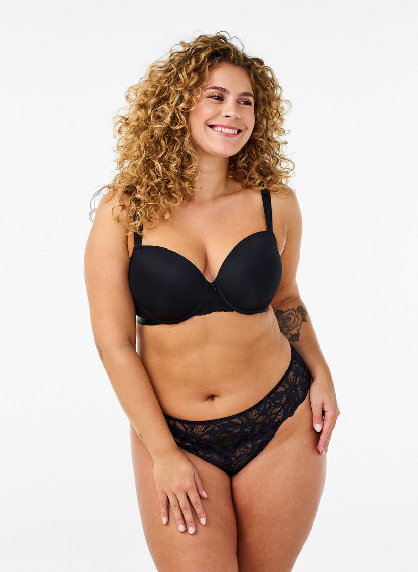 String en dentelle ouvert à l'entrejambe, Noir, Model image number 0