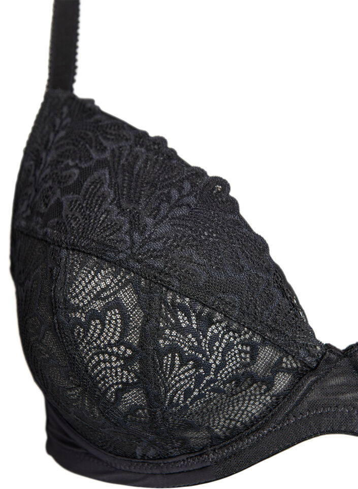 Soutien-gorge plongeant à armatures avec dentelle, Noir, Packshot image number 2