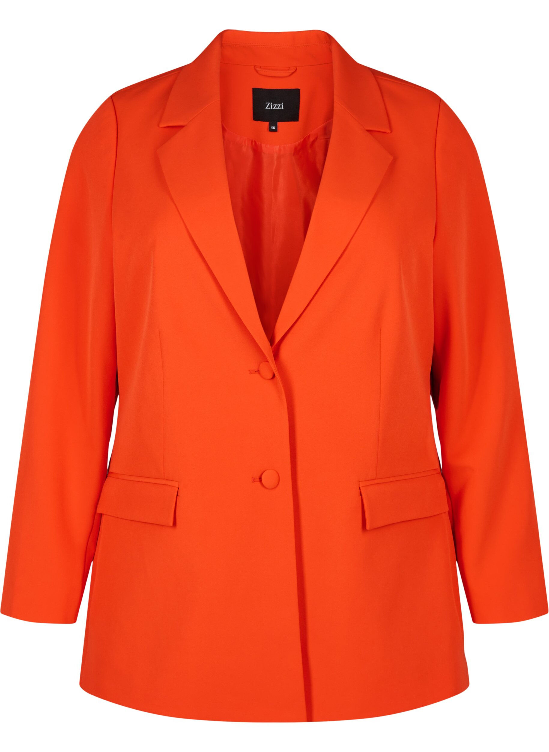 Zizzi Blazer classique avec fermeture &agrave; boutons, Orange.com, Packshot image number 0
