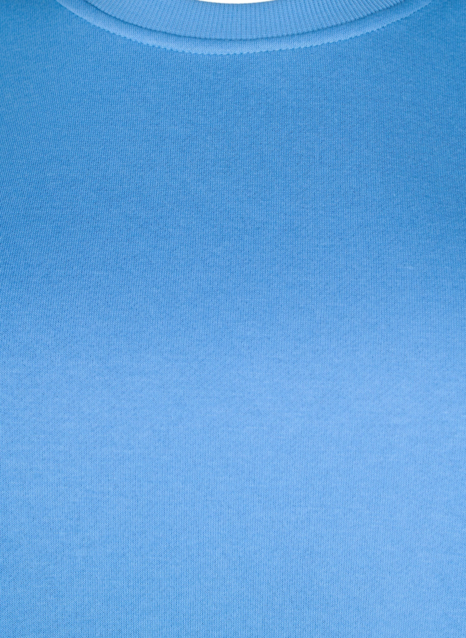 Zizzi Sweatshirt avec d&eacute;coupes &agrave; motifs brod&eacute;s, Della Robbia Blue, Packshot image number 2