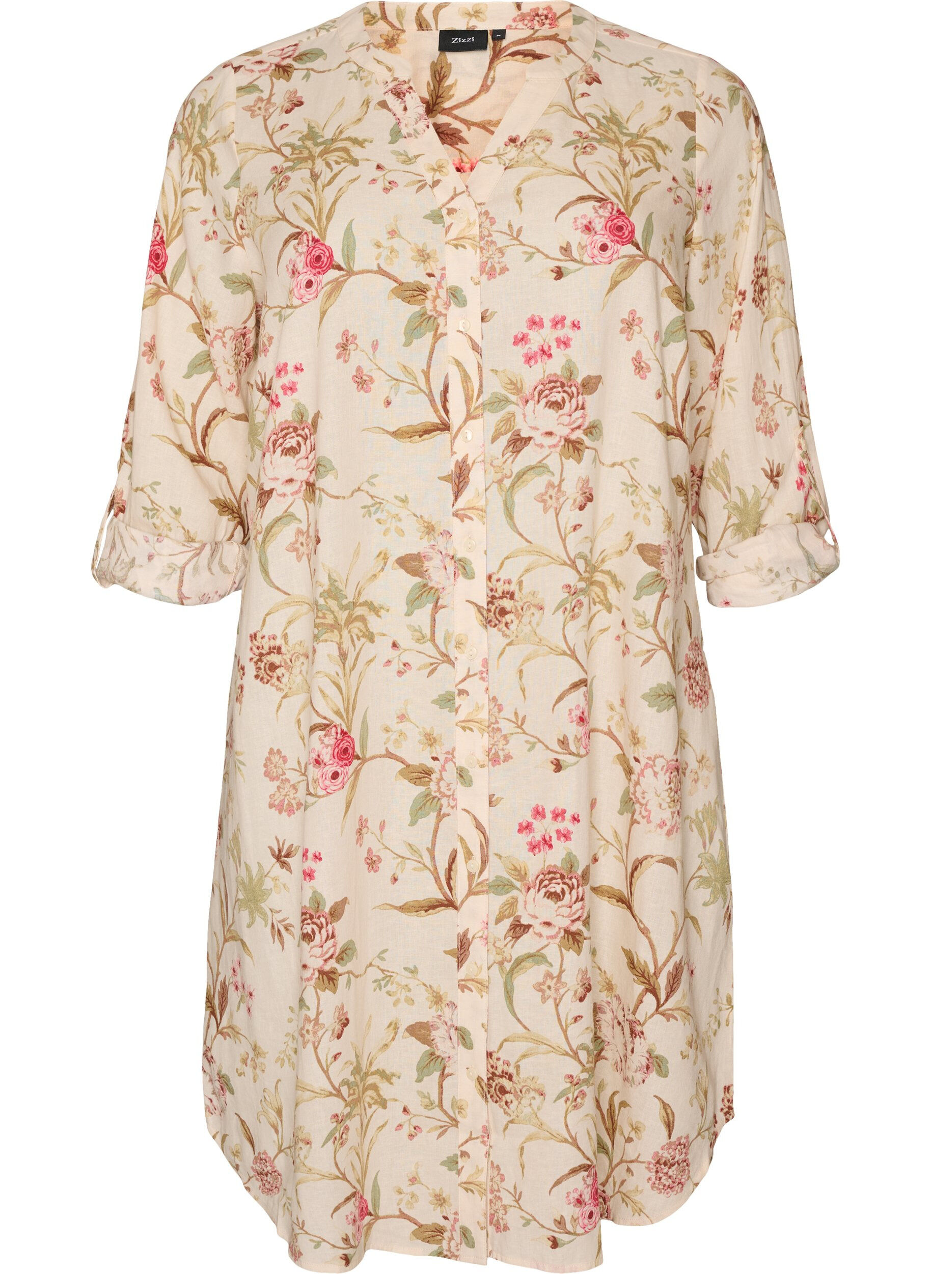 ZizziChemise longue en lin et viscose, Vanille, Packshot image number 0