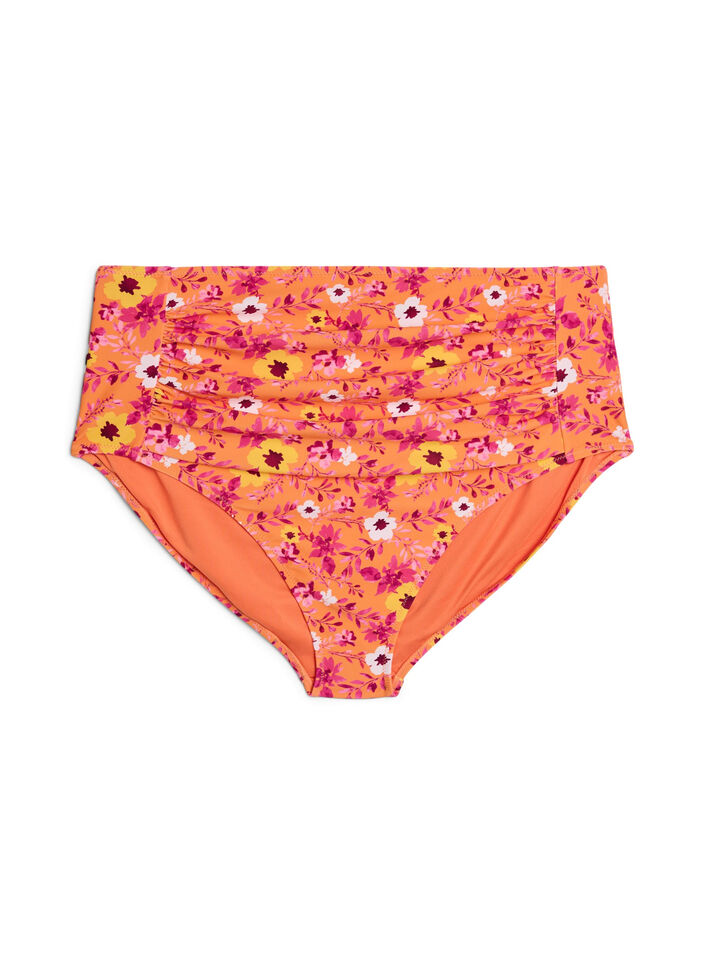 Culotte de bikini taille haute &agrave; motif, Orange, Packshot