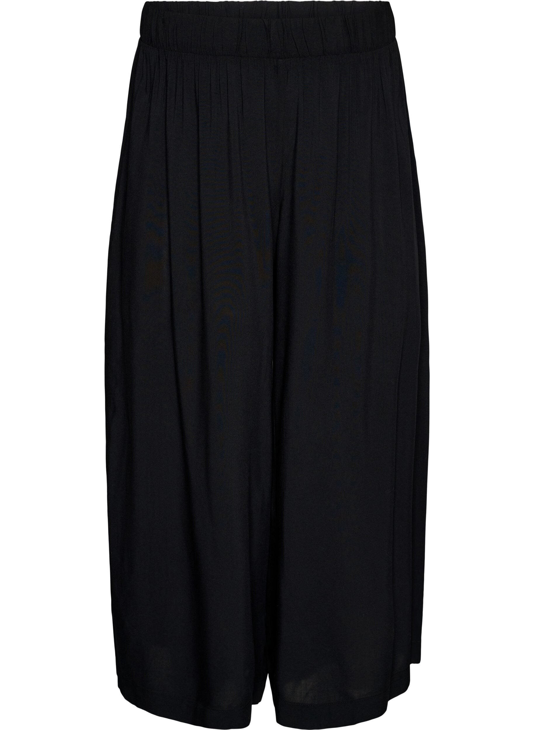 ZizziJupe-culotte en viscose avec une taille haute et une coupe ample, Noir, Packshot image number 0