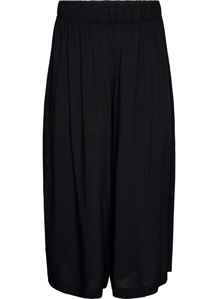 Jupe-culotte en viscose avec une taille haute et une coupe ample, Noir, Packshot image number 0