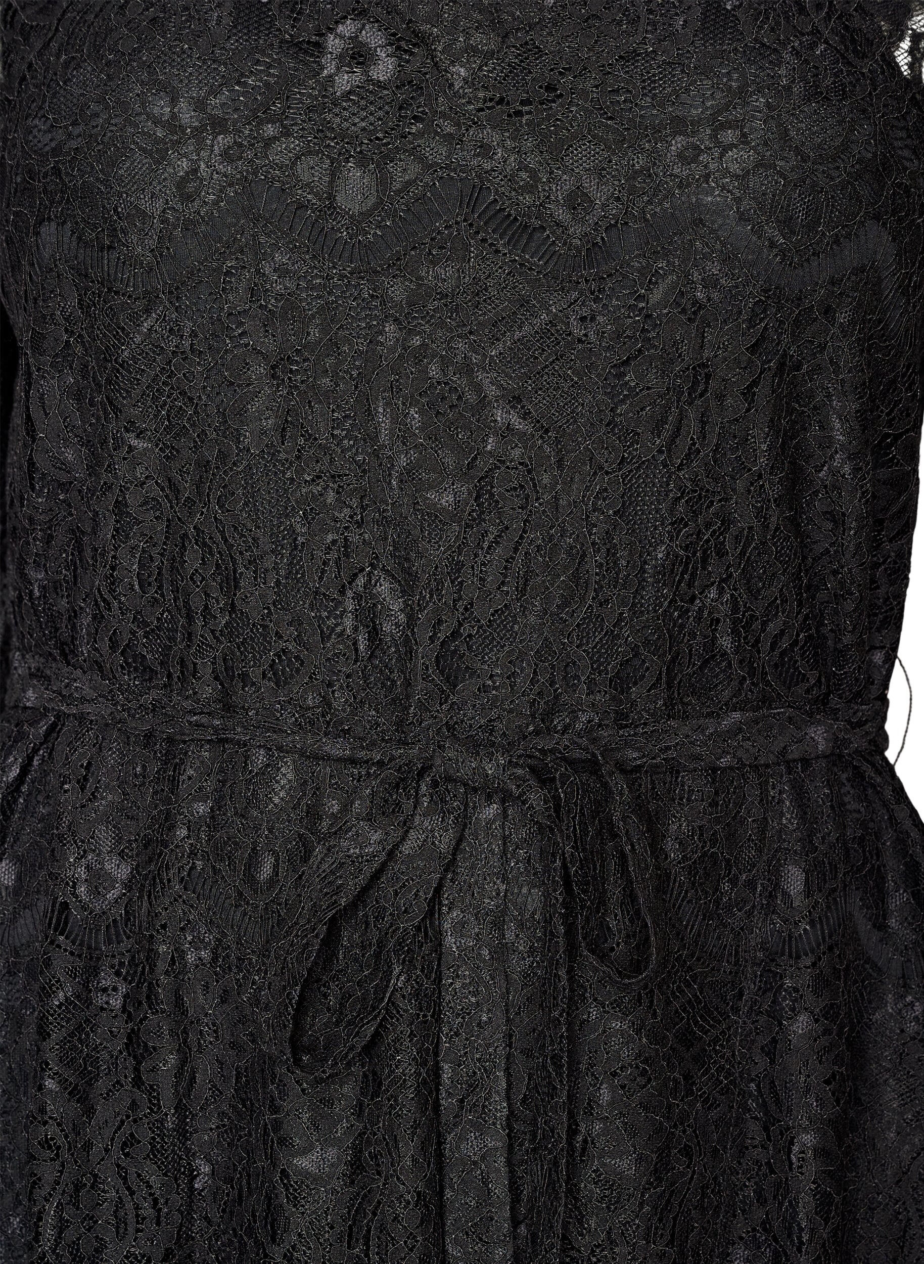 ZizziRobe en dentelle avec jupe portefeuille et volants, Noir, Packshot image number 2