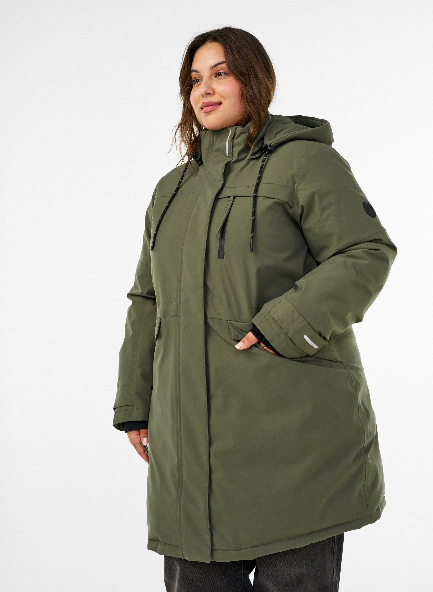ZizziParka d&eacute;perlante avec capuche et d&eacute;tails fonctionnels, Vert, Model image number 0