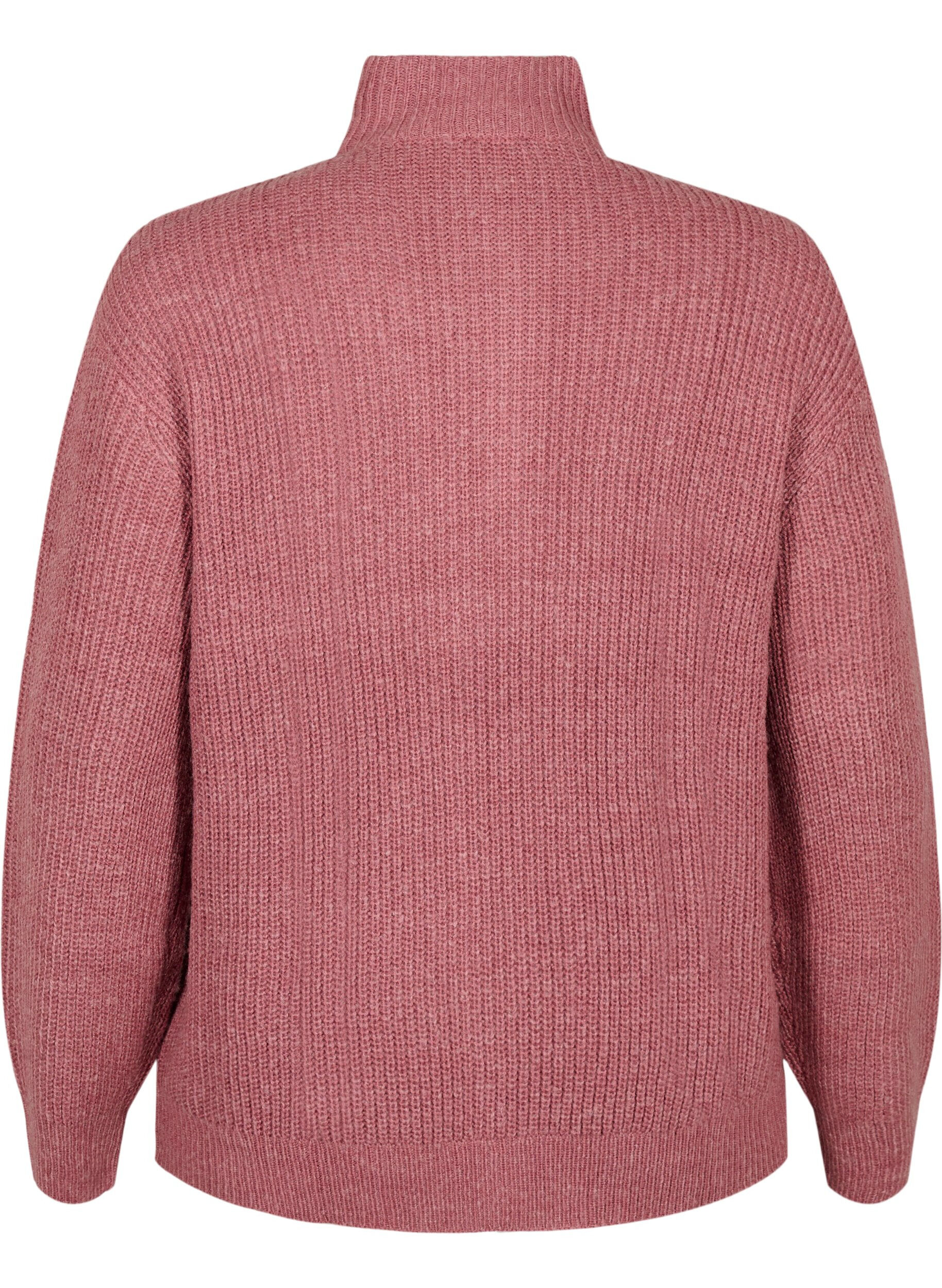 ZizziPull en tricot avec col haut et fermeture &eacute;clair, Rose poudr&eacute;e, Packshot image number 1
