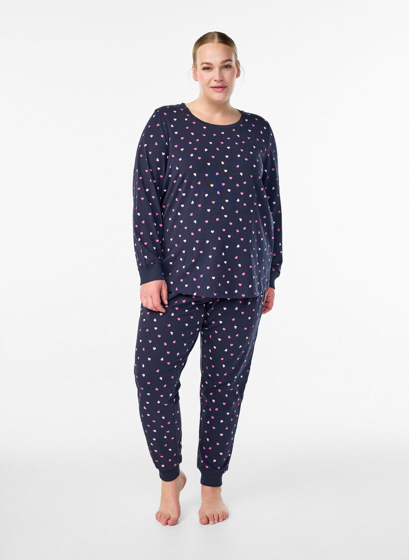 Bas de pyjama imprim&eacute;, Bleu, Model image number 0