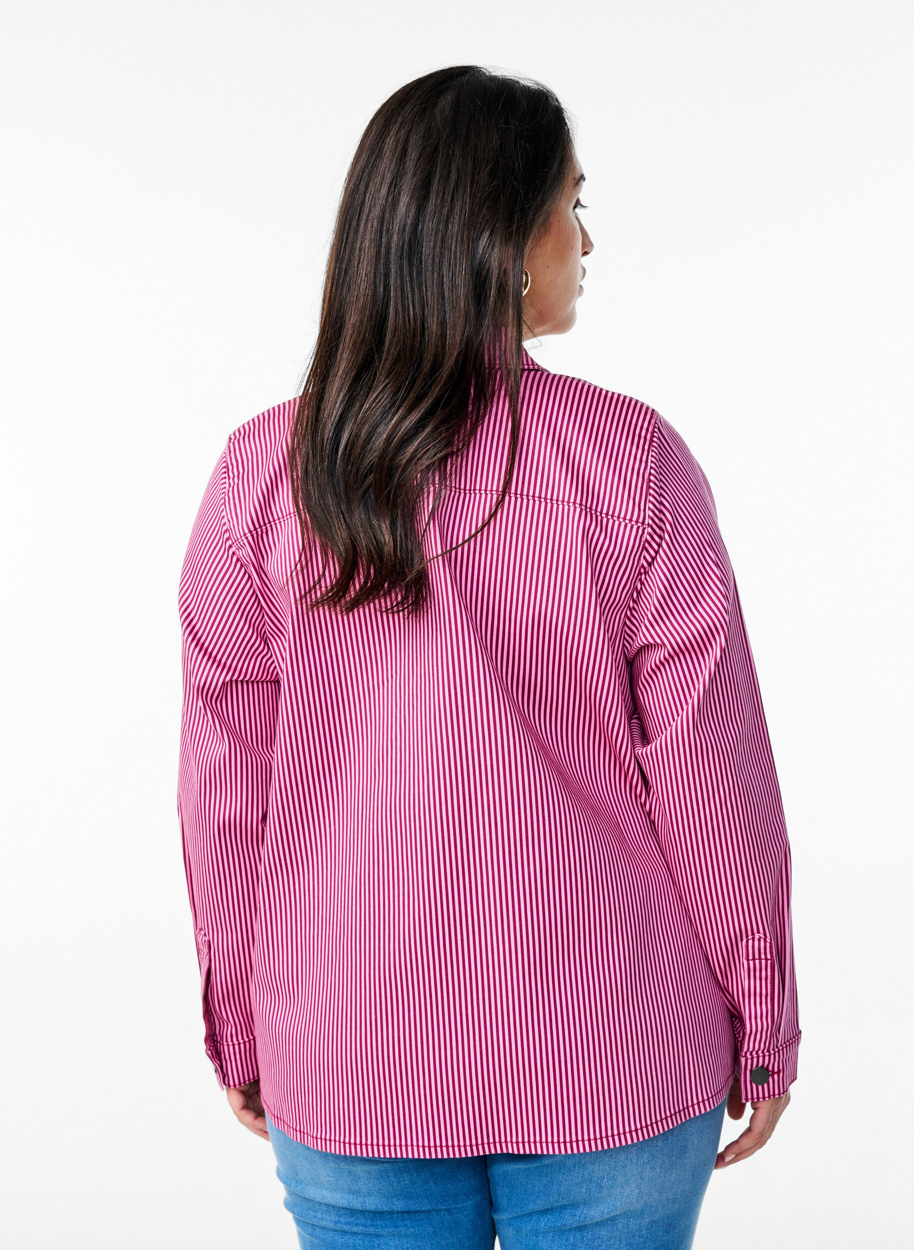 Zizzi Chemise ray&eacute;e avec poches, Rouge, Model image number 2