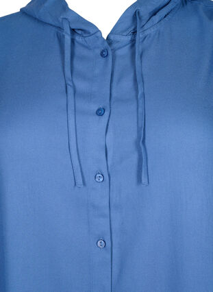 Robe chemise en viscose avec capuche et manches 3/4, Moonlight Blue, Packshot image number 2