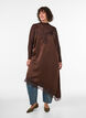 Robe en satin avec dentelle et ourlet asym&eacute;trique, Marron, Model image number 0