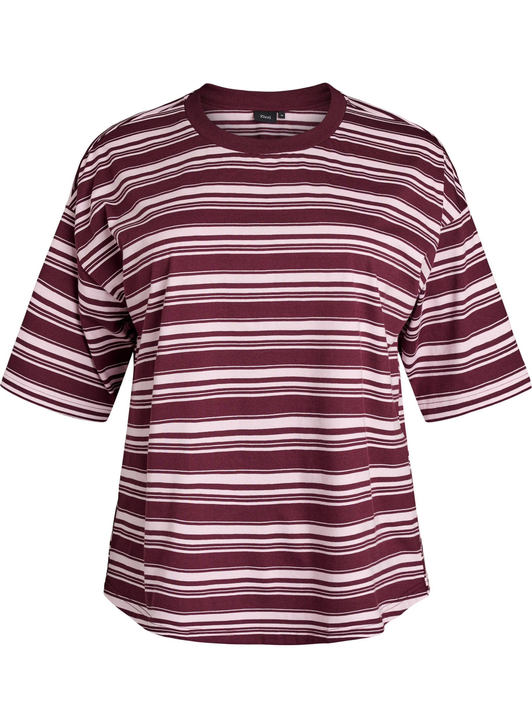 ZizziT-shirt boxy &agrave; rayures, Bordeaux, Packshot image number 0