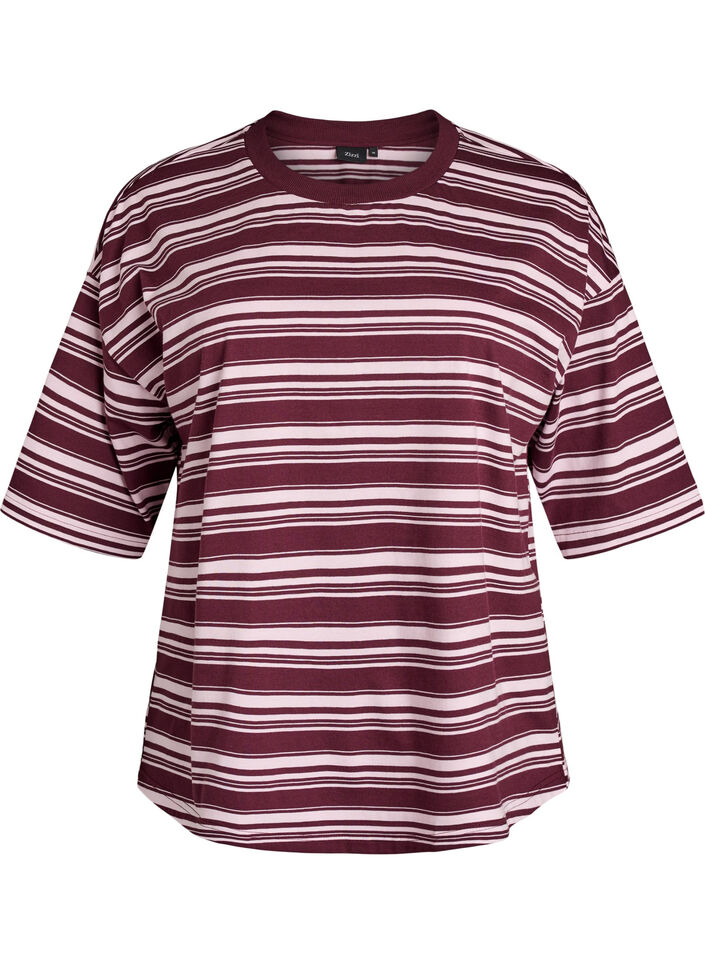 T-shirt boxy &agrave; rayures, Bordeaux, Packshot image number 0