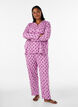 Pantalon de pyjama taille haute en coton, Rose, Model image number 0