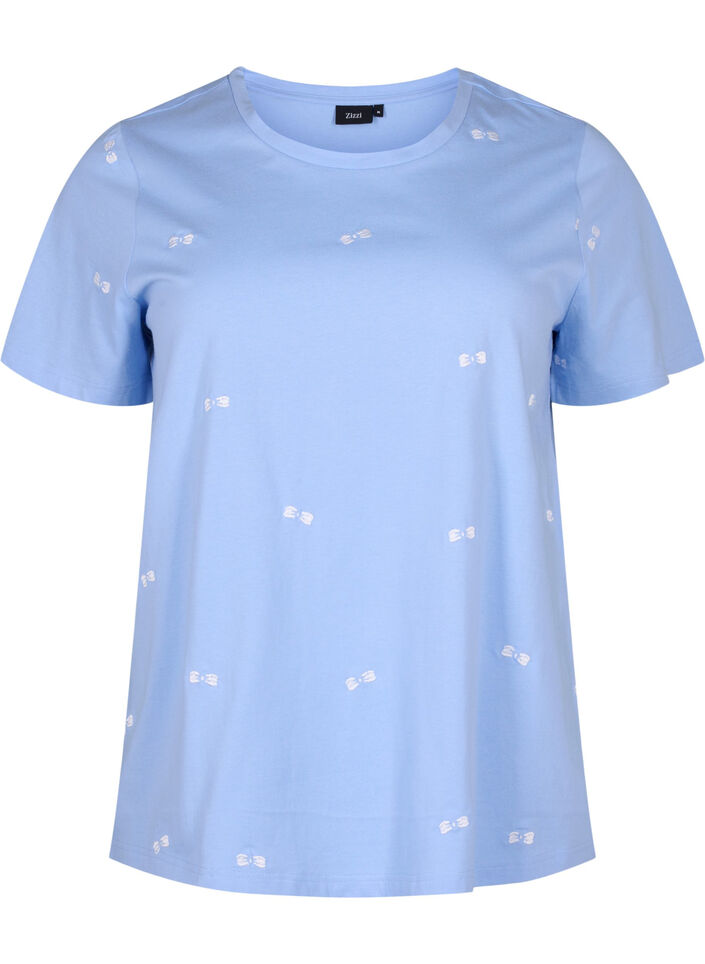 T-shirt en coton biologique avec des nœuds, Serenity W. Bow Emb., Packshot image number 0