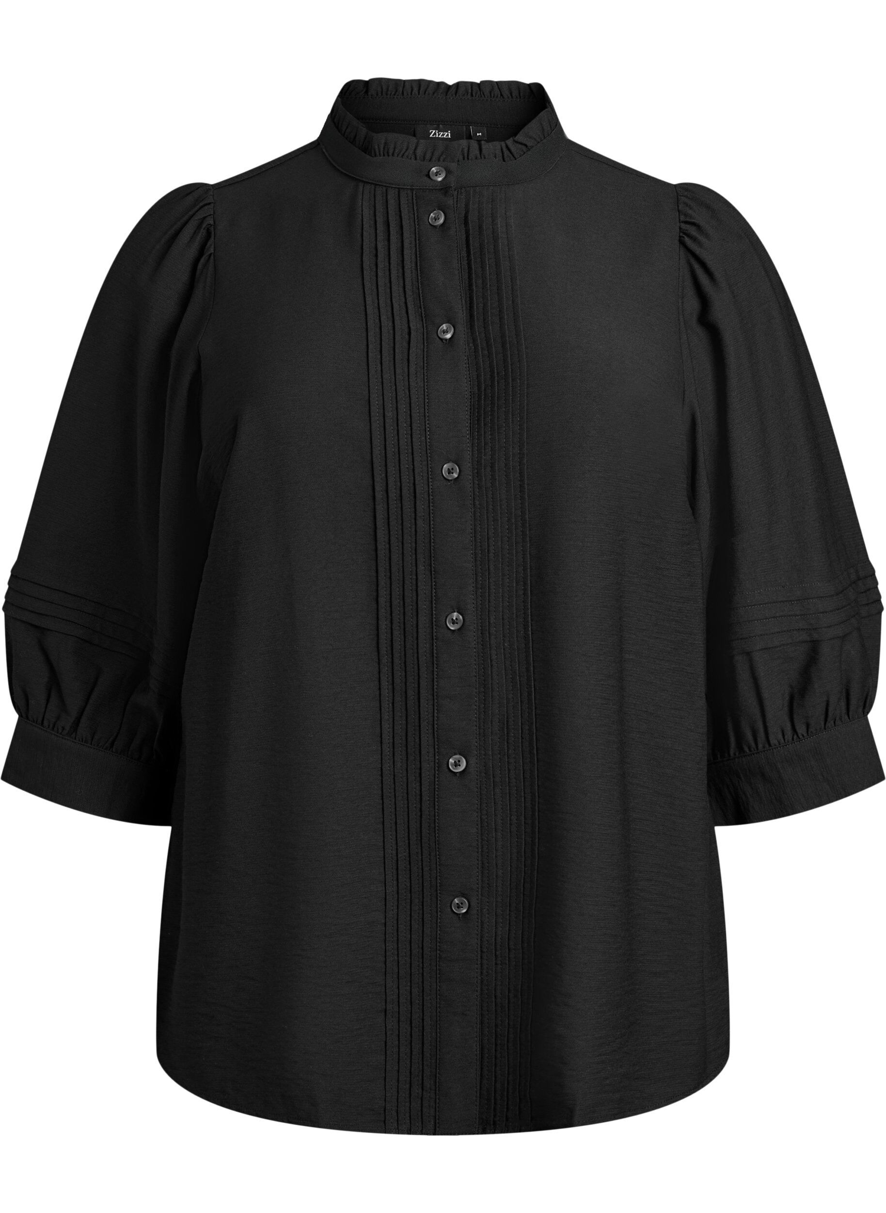 Blouse avec manches 3/4 et plis d&eacute;coratifs