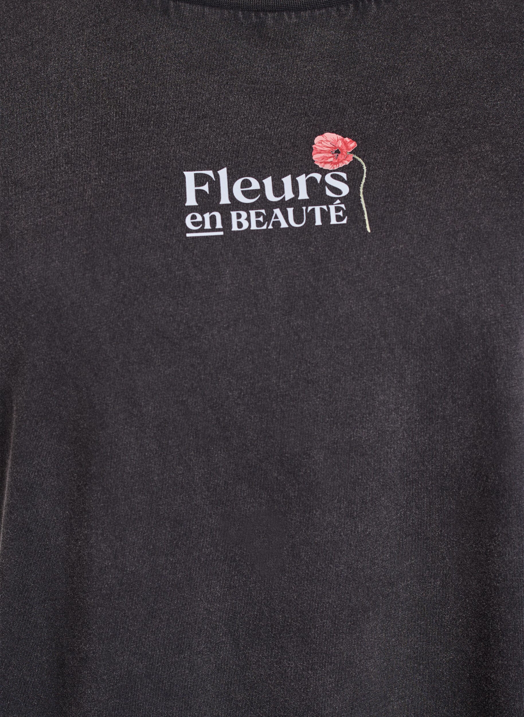 Zizzi T-shirt en coton avec imprim&eacute; devant et dos, Gris anthracite, Packshot image number 2