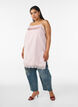 Haut long en satin bord&eacute; de dentelle, Rose poudr&eacute;e, Model image number 3