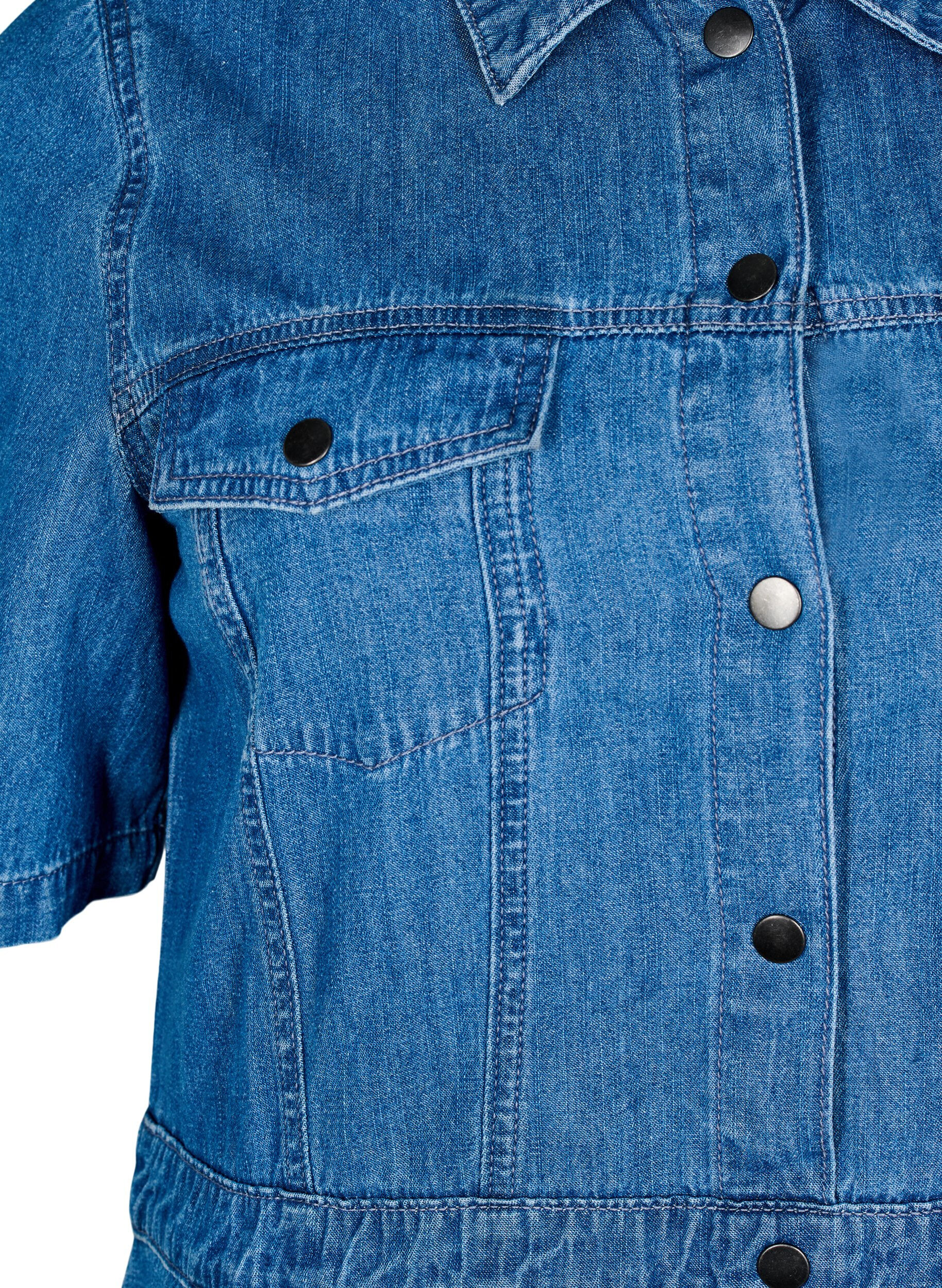 ZizziRobe midi en jean avec boutons et manches courtes, Bleu, Packshot image number 2