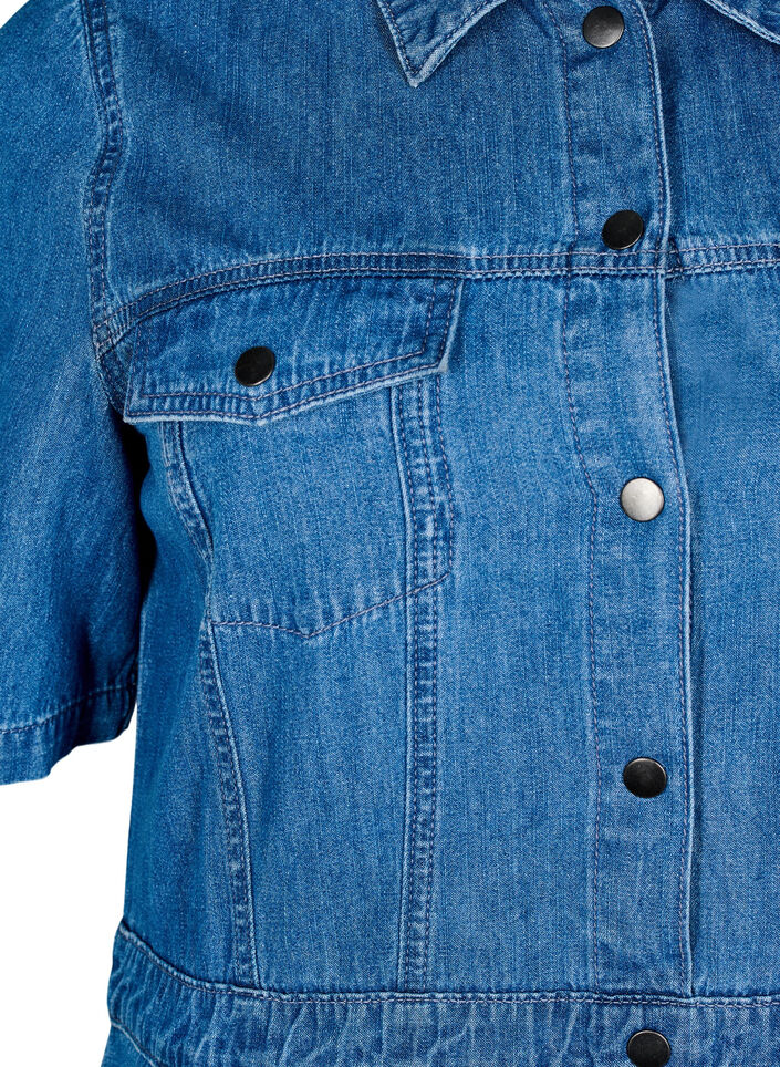 Robe midi en jean avec boutons et manches courtes, Bleu, Packshot image number 2