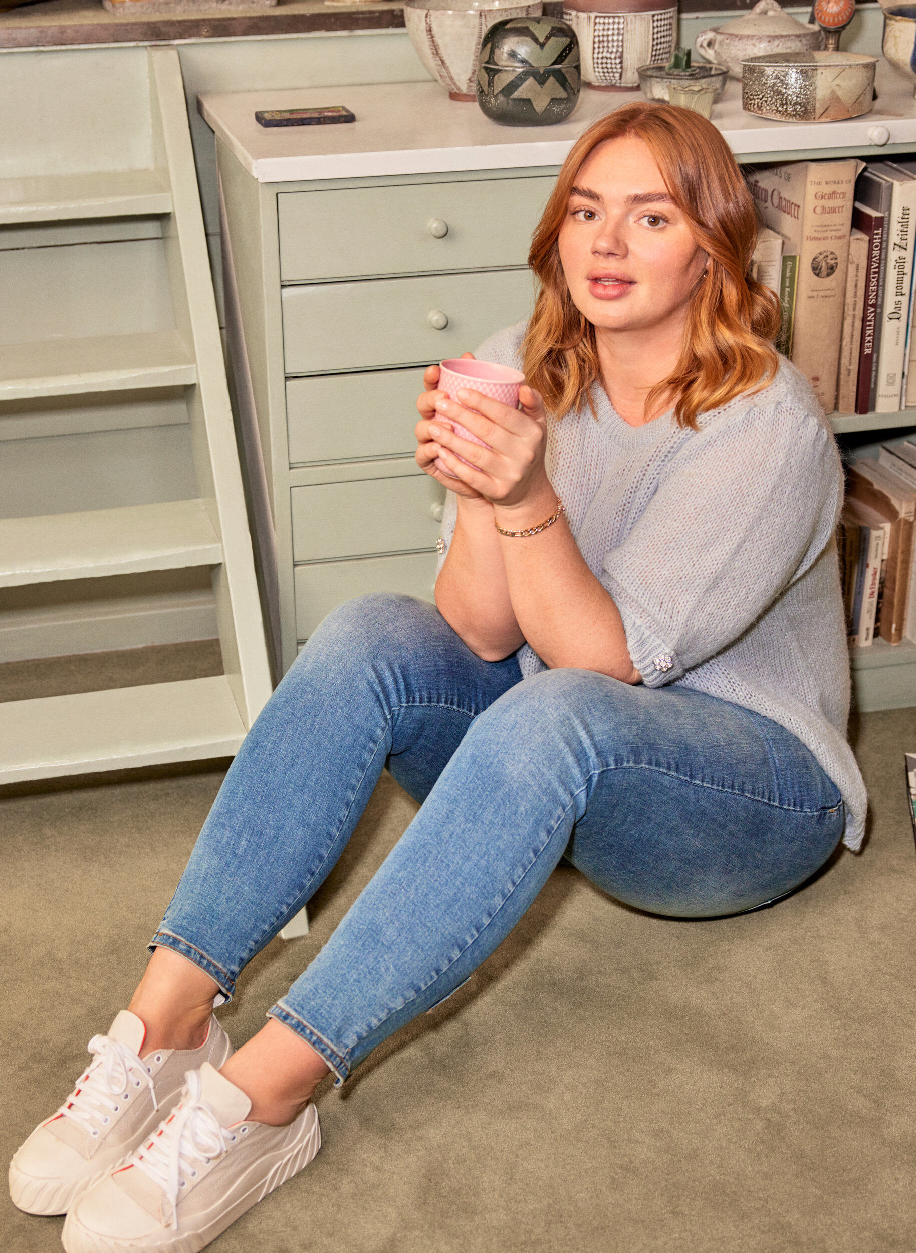 Zizzi Jean Amy court avec taille haute et n&oelig;ud, Blue denim, Image image number 0