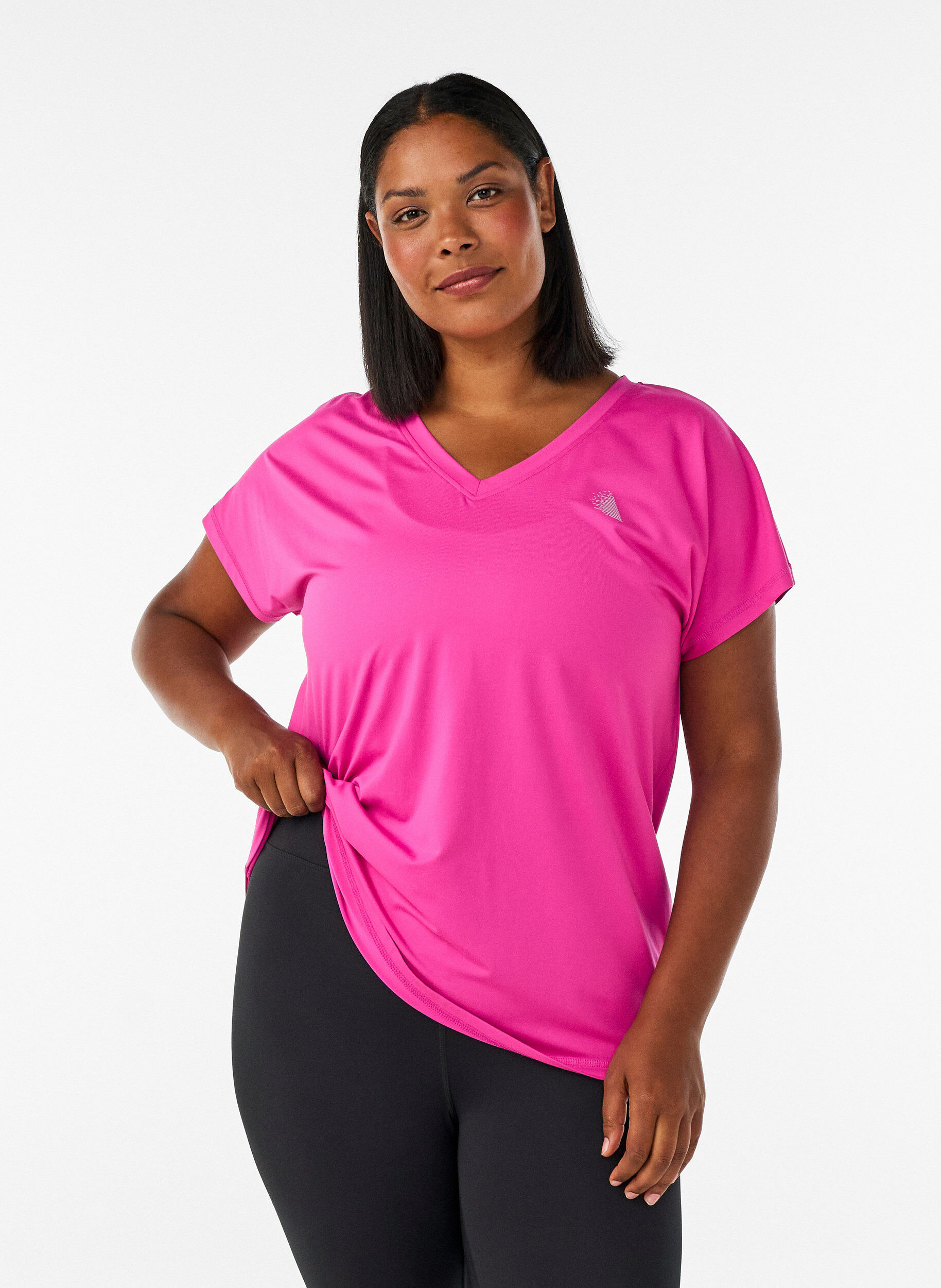 ZizziT-shirt de sport ample avec col en v, Rose, Model image number 0