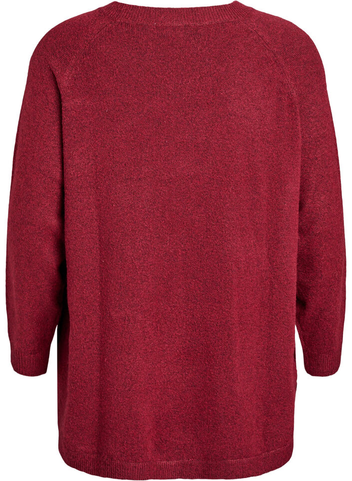 Blouse longue en maille avec boutons boule, Bordeaux fonc&eacute;, Packshot image number 1