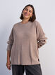 Blouse en maille c&ocirc;tel&eacute;e avec d&eacute;tails de boutons, Beige, Model image number 0
