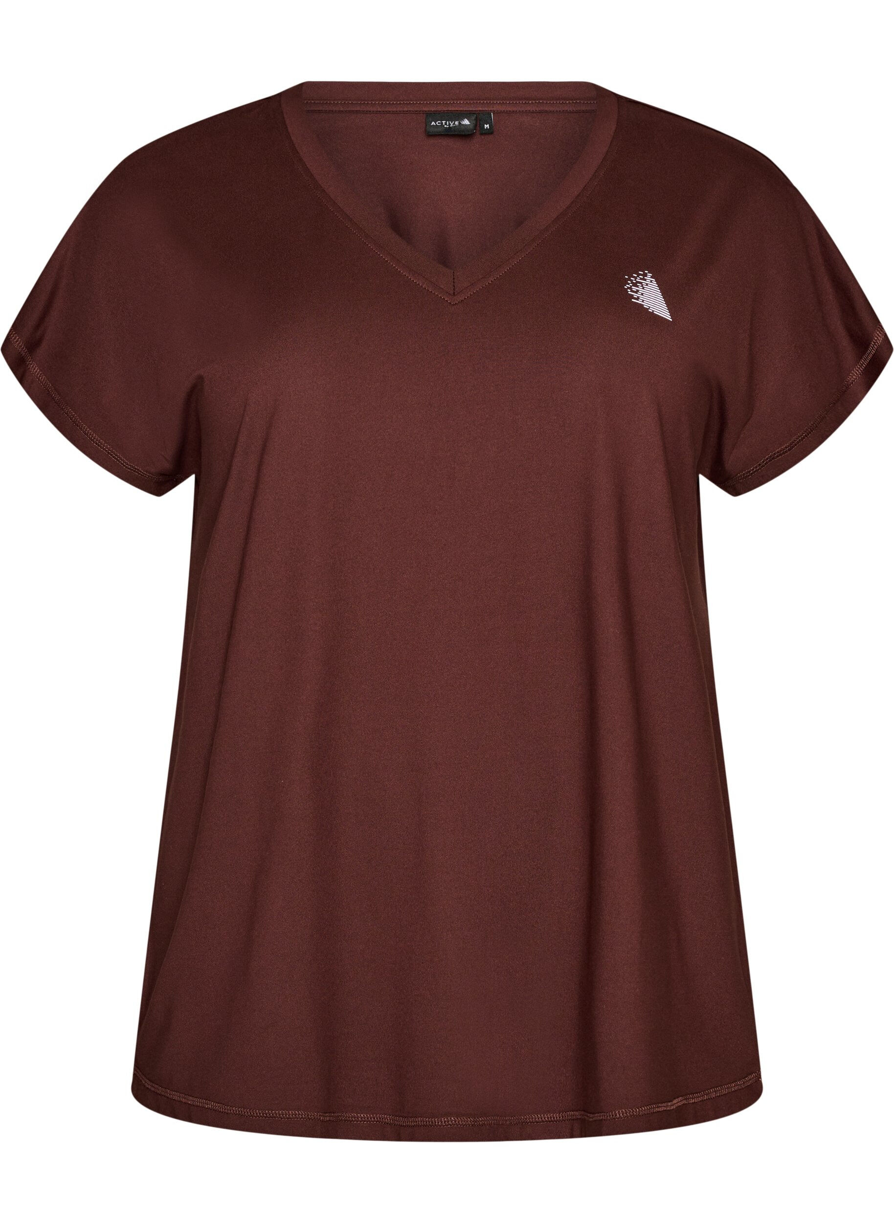 ZizziT-shirt d&rsquo;entra&icirc;nement ample avec col en V, Marron, Packshot image number 0