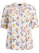 Blouse en viscose à fleurs avec manches mi-longues, Blanc, Packshot image number 0