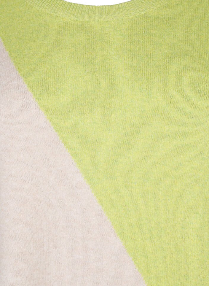 Blouse tricotée à encolure ronde et à blocs de couleurs, Tender Shoots Comb, Packshot image number 2