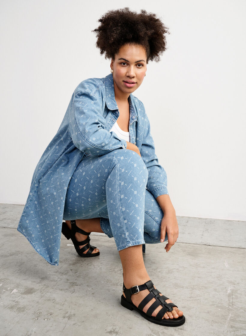 Sandale en cuir de forme large, Noir, Image image number 0