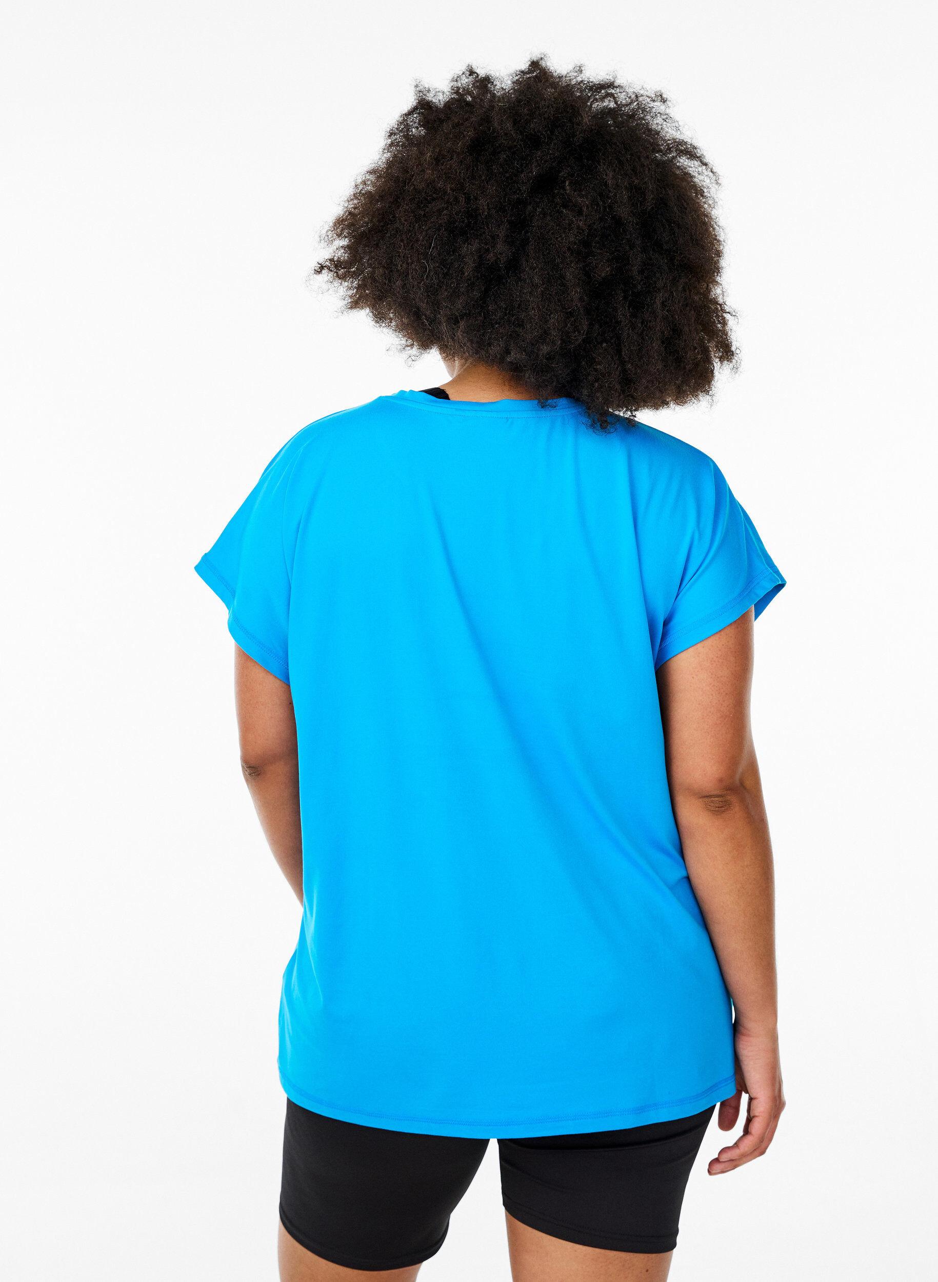 Zizzi T-shirt de sport couleur unie, Bleu, Model image number 2