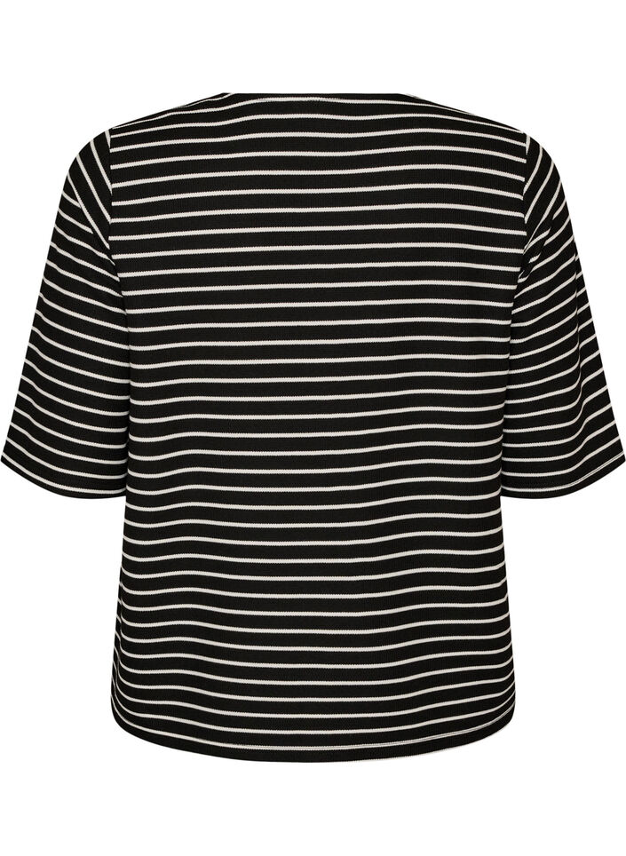 Blouse c&ocirc;tel&eacute;e &agrave; fermeture boutonn&eacute;e, Noir, Packshot image number 1