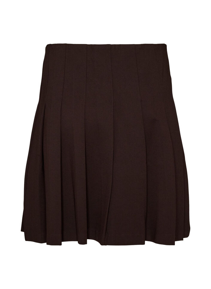 Jupe courte pliss&eacute;e &agrave; taille &eacute;lastique, Marron, Packshot image number 1