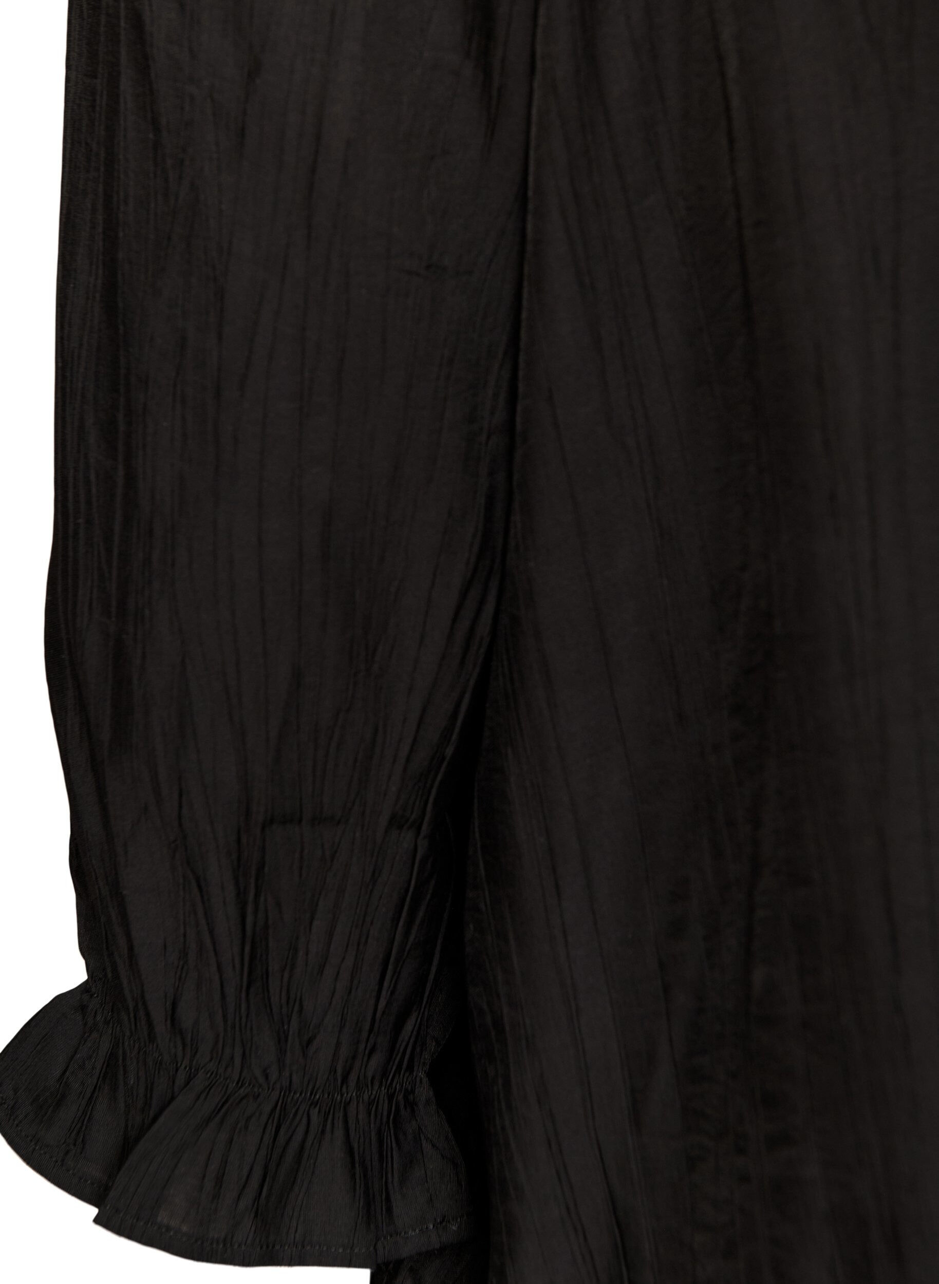 Zizzi Blouse en viscose &agrave; col carr&eacute; et manches 3/4, Noir, Packshot image number 3