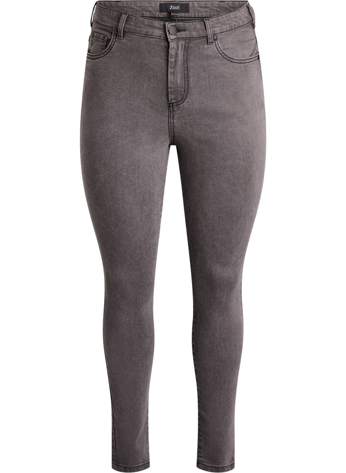 Jean Amy taille haute coupe super slim, Gris, Packshot image number 0