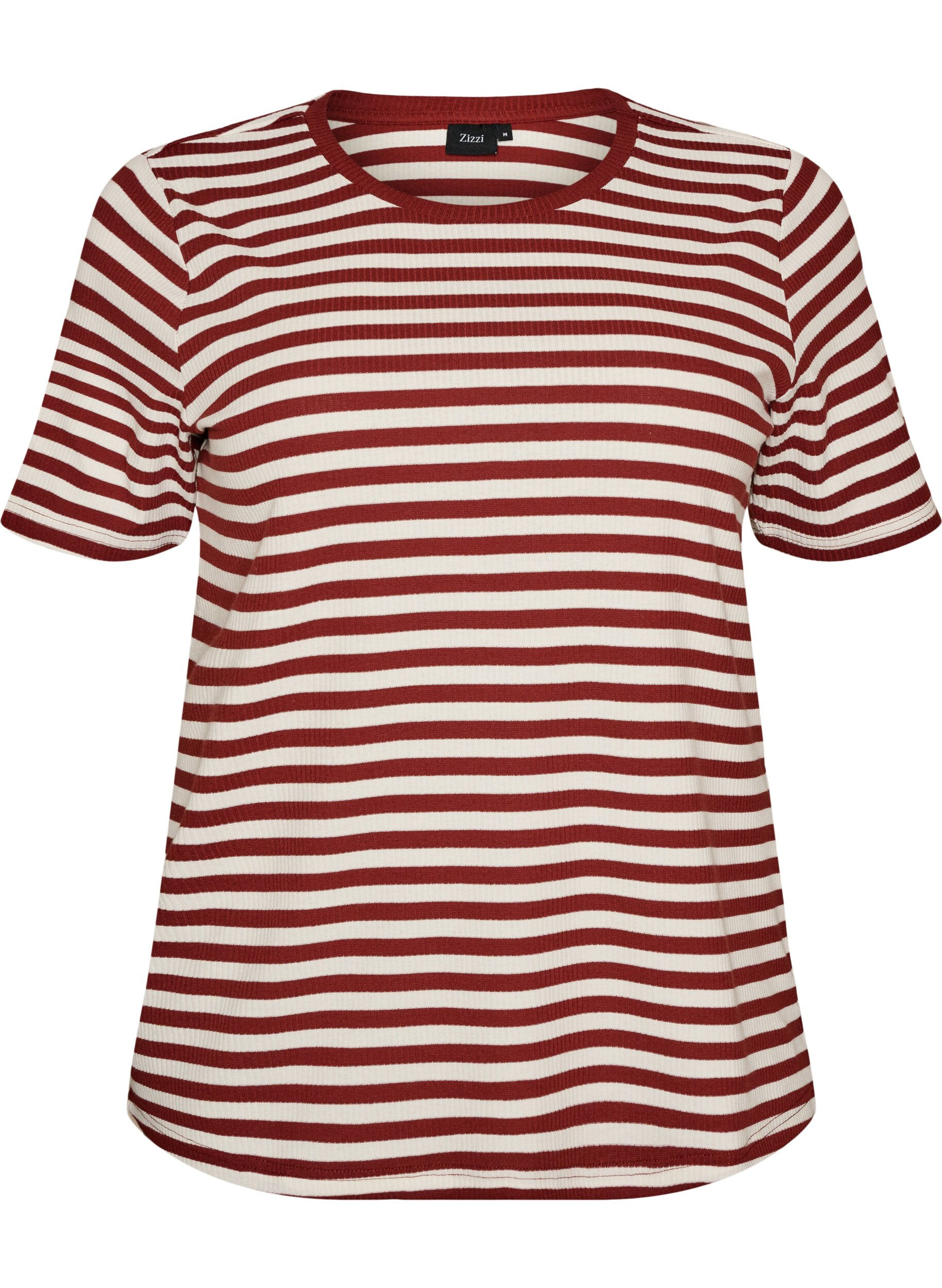 ZizziT-shirt ray&eacute; &agrave; texture c&ocirc;tel&eacute;e, Bordeaux, Packshot image number 0