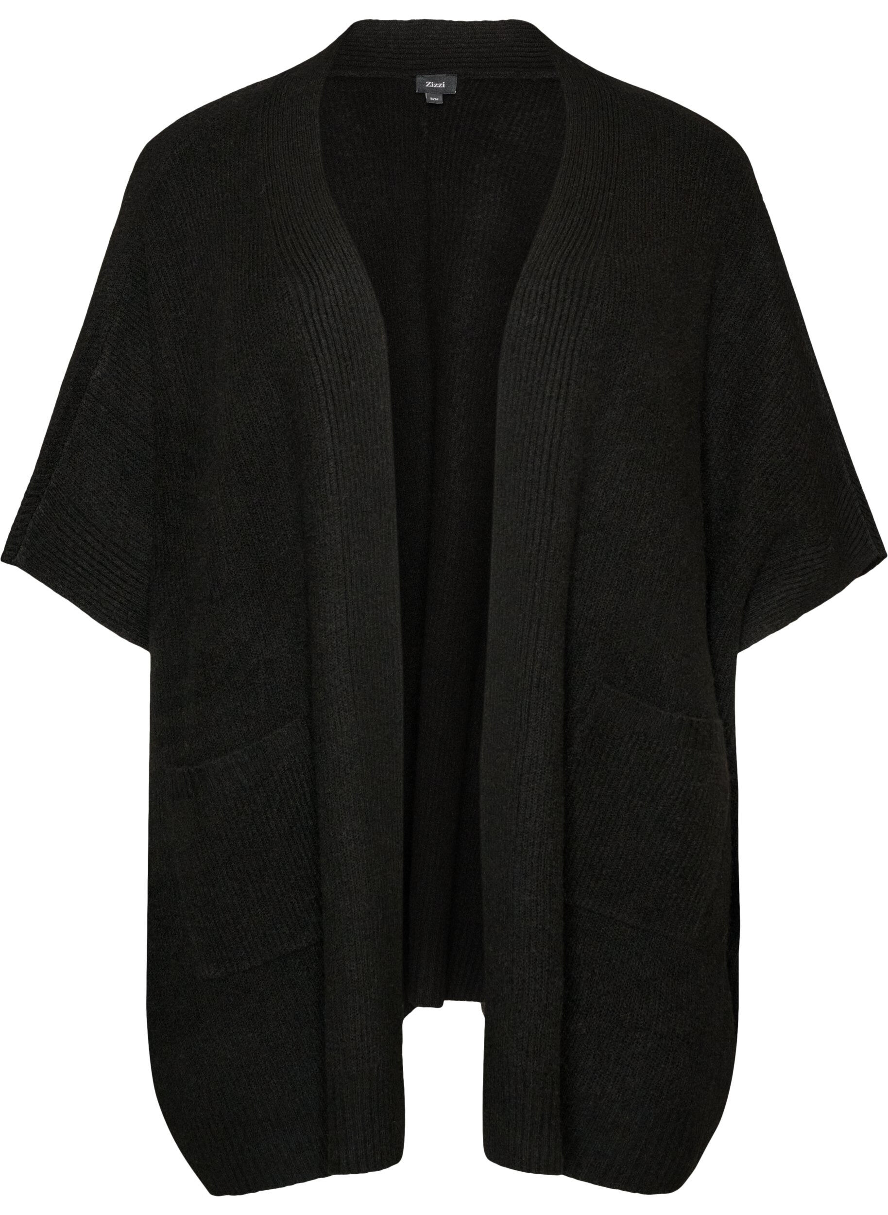 ZizziCardigan ouvert sur le devant &agrave; manches larges, Noir, Packshot image number 0