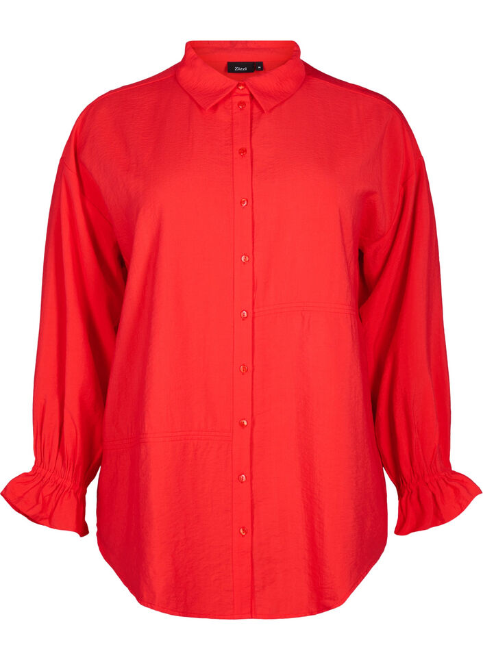 Chemise à manches longues à volants, Rouge, Packshot image number 0
