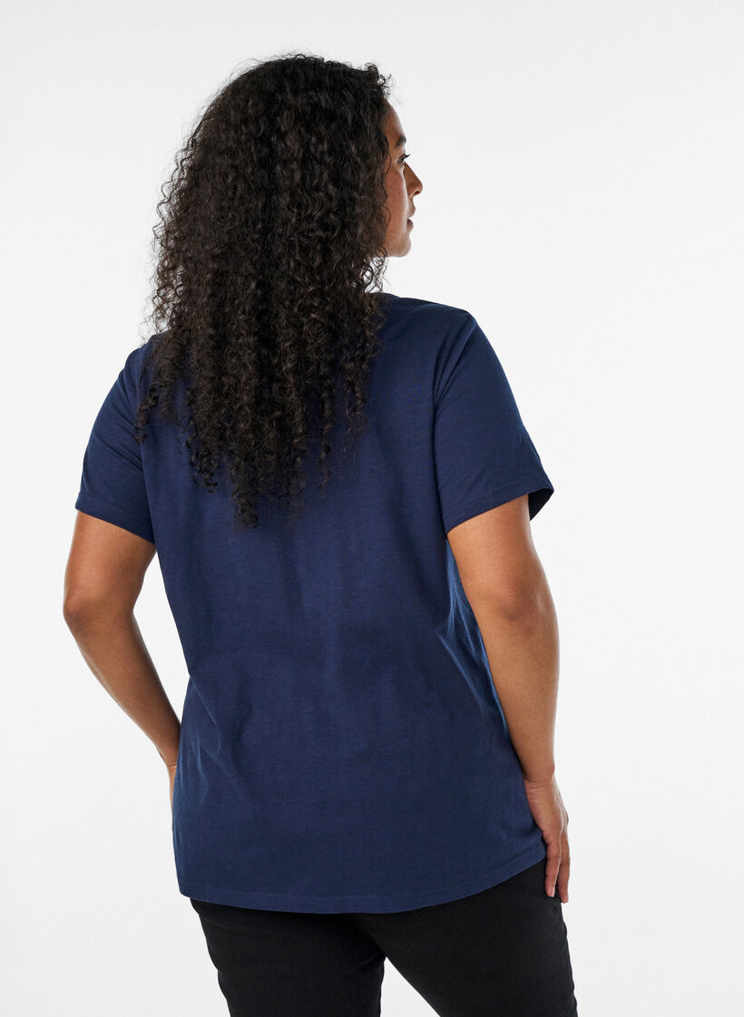 T-shirt dot&eacute; de boutons, Bleu, Model image number 2