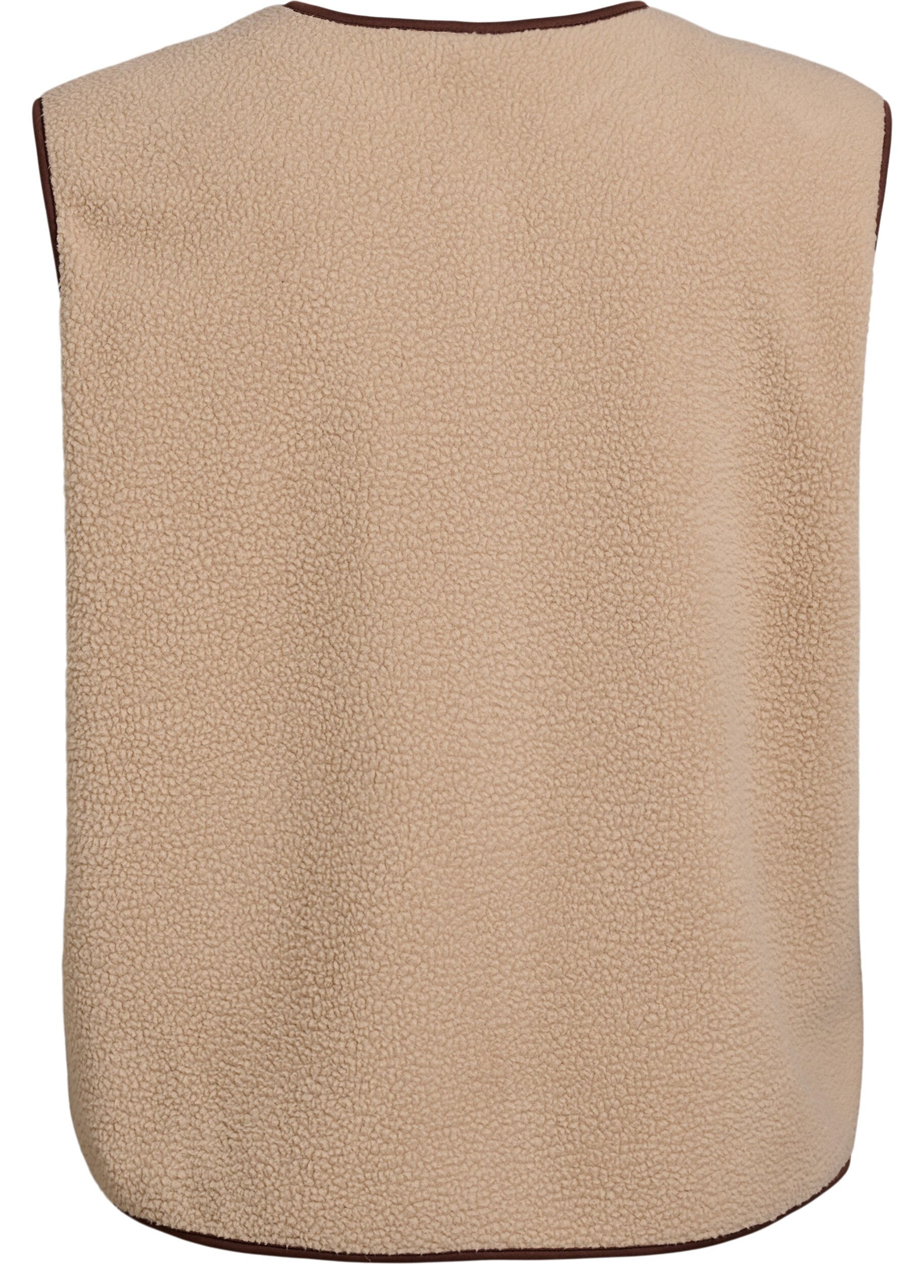 ZizziVeste sans manches en teddy avec finitions contrast&eacute;es, Beige, Packshot image number 1