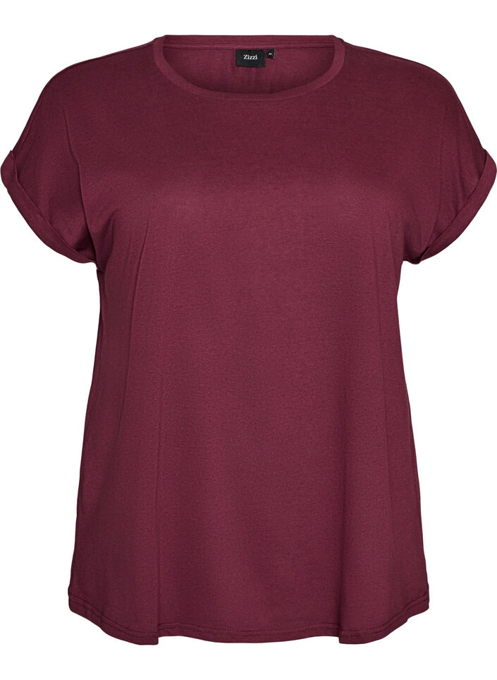 T-shirt &agrave; manches courtes en coton m&eacute;lang&eacute;, Bordeaux, Packshot image number 0