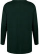 Blouse tricot&eacute;e en m&eacute;lange coton-viscose, Vert fonc&eacute;, Packshot image number 1