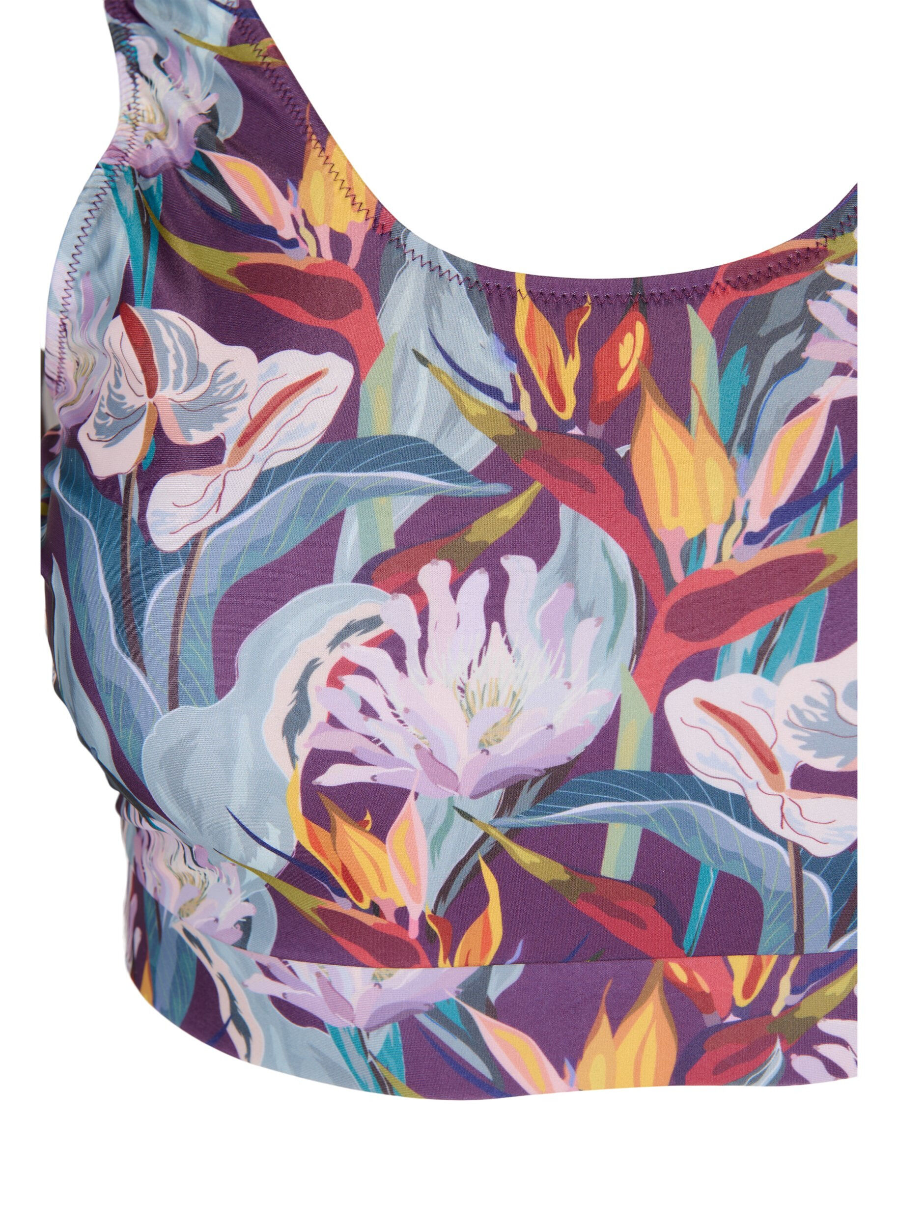 Zizzi Haut de bikini &agrave; encolure ronde, Deep Tropical Print, Packshot image number 2