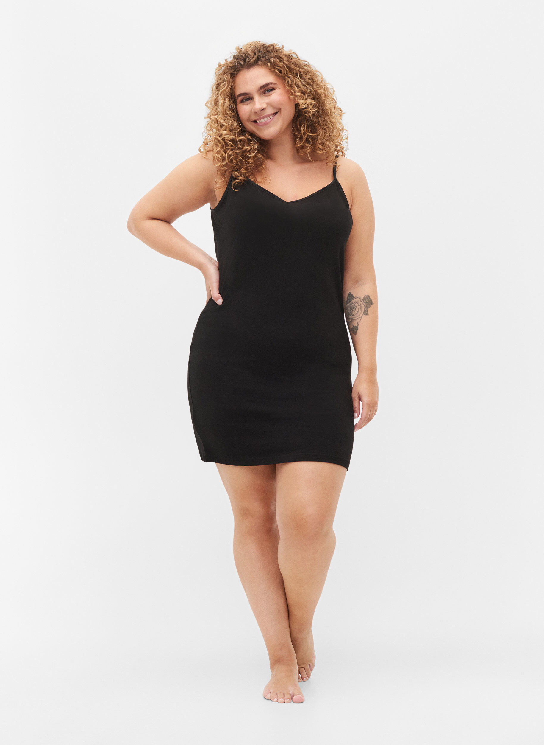 Zizzi D&eacute;bardeur long basique en coton, Noir, Model image number 1