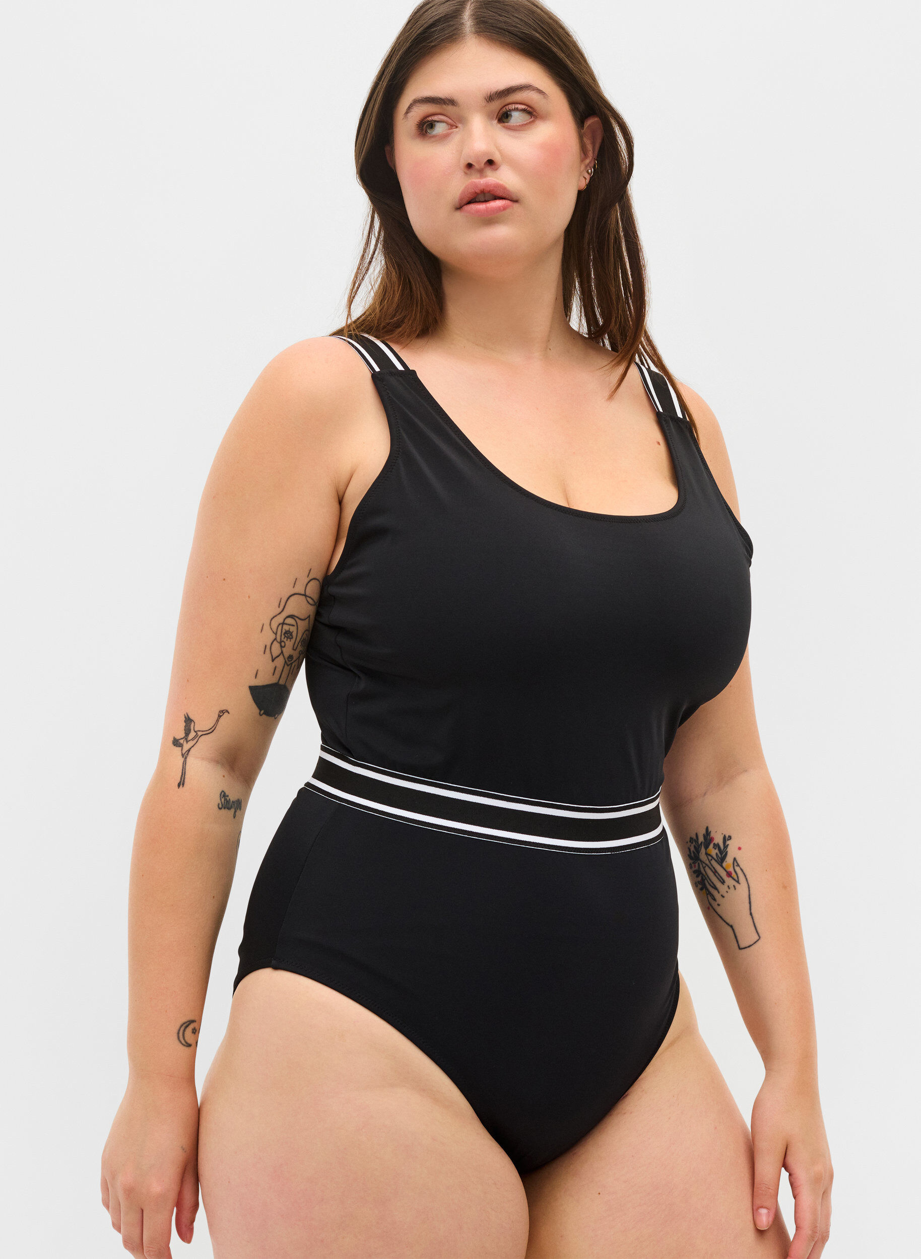 Zizzi Maillot de bain &agrave; encolure arrondie, Black, Model image number 2