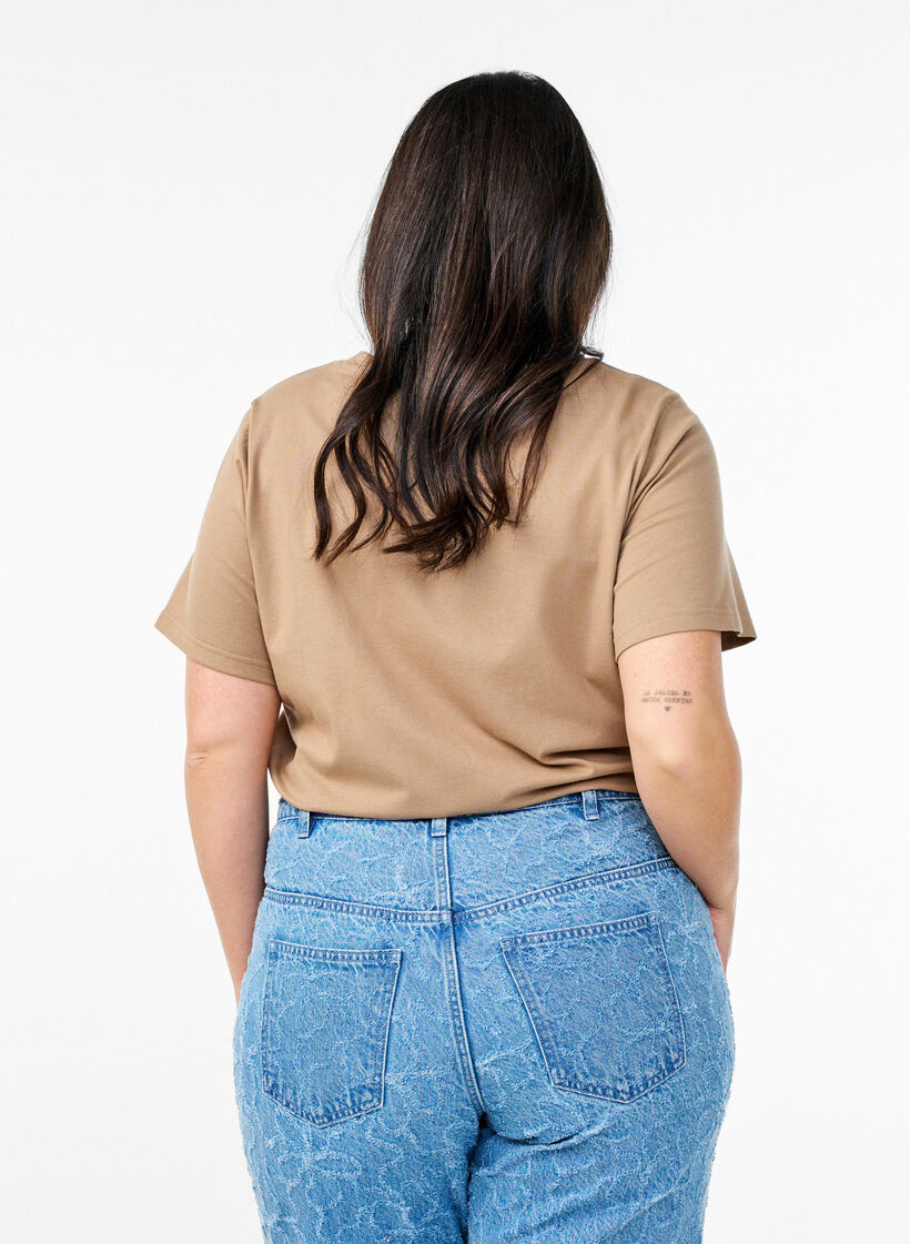 T-shirt avec détails décoratifs, Beige, Model image number 2