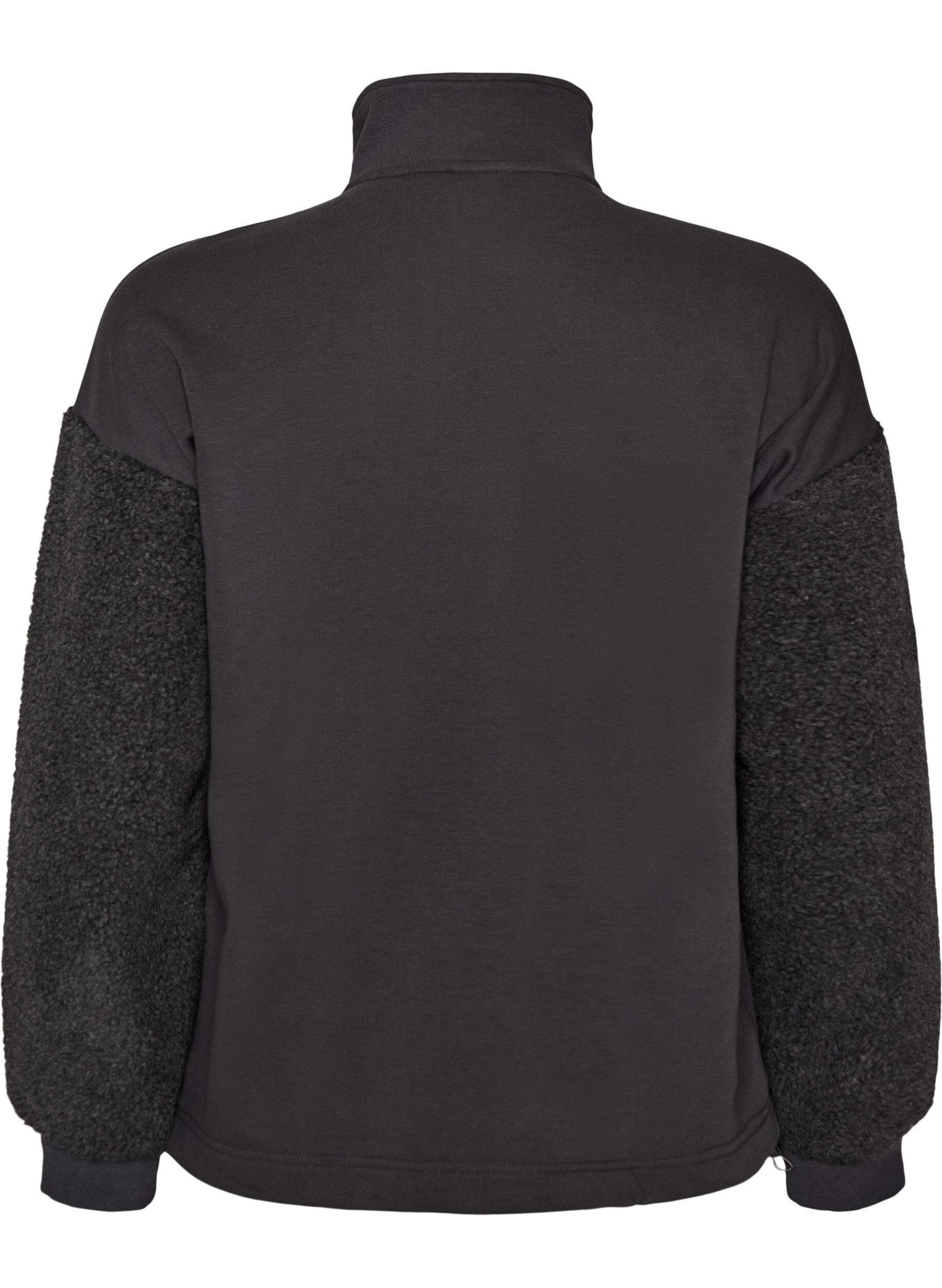 ZizziSweatshirt avec manches en mati&egrave;re teddy et col montant, Gris anthracite, Packshot image number 1